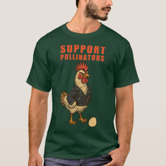 T-shirt Soutenez les pollinisateurs Coq cool en veste de c