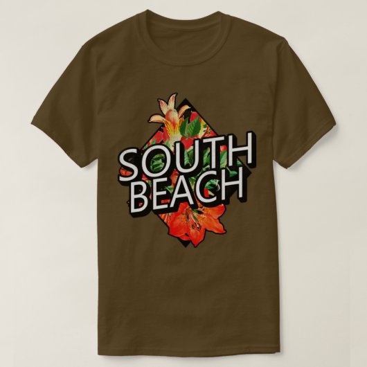 T-shirt South Beach Miami Floride Fleurs tropicales Voyage (Design devant)