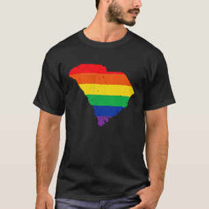T-shirt South Carolina Rainbow Flag Map Gay Pride Lesbian 