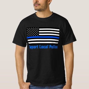 T-shirt Soutien à la ligne bleue mince de la police locale