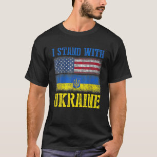 T-shirt Soutien Je suis avec l'Ukraine Drapeau américain u