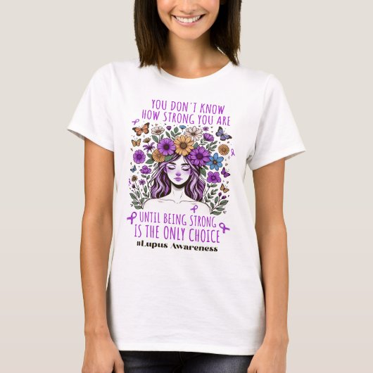 T-shirt Soutien Lupus solide aux femmes florales (Devant)