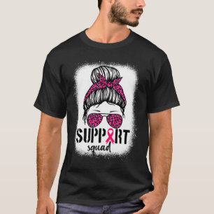 T-shirt Soutien Squad Messy Bun Pink Warrior Cancer du sei