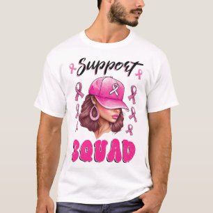 T-shirt Soutien Squad Messy Bun Pink Warrior Cancer du sei