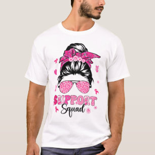T-shirt Soutien Squad Messy Bun Pink Warrior Cancer du sei