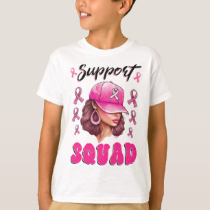 T-shirt Soutien Squad Messy Bun Pink Warrior Cancer du sei
