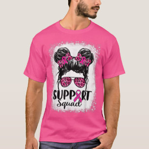 T-shirt Soutien Squad Messy Bun Pink Warrior Cancer du sei