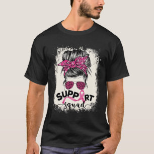 T-shirt Soutien Squad Messy Bun Sensibilisation au cancer