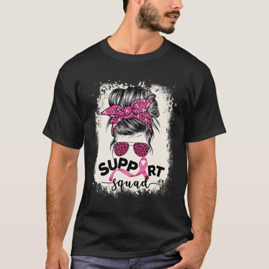 T-shirt Soutien Squad Messy Bun Sensibilisation au cancer  (Devant)