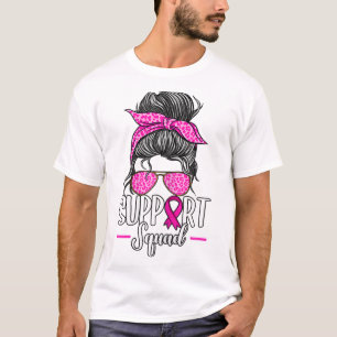 T-shirt Soutien Squad Messy Bun Sensibilisation au cancer