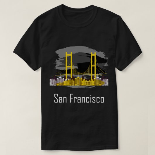 T-shirt Souvenir de San Francisco California Skyline (Design devant)
