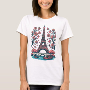 T-shirt Souvenir parisien Tour Eiffel Paris Cherry Tree