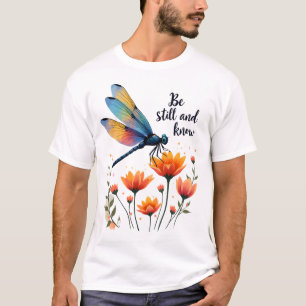 T-shirt Soyez calme et connaissez la libellule florale chr