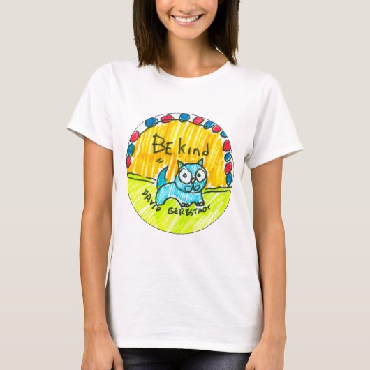 T-shirt Soyez chat bleu aimable (Devant)