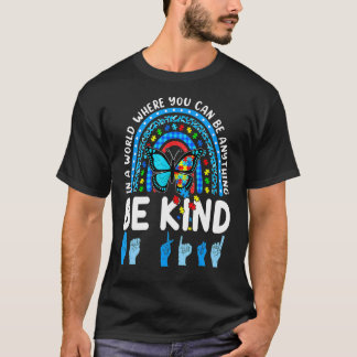 T-shirt Soyez gentil arc-en-ciel gentillesse bleue pour la