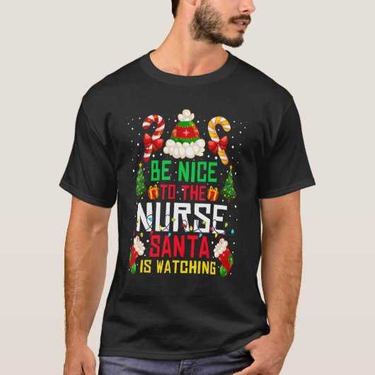 T-shirt Soyez Gentil Avec L'Infirmière Pajama Père Noël (Devant)