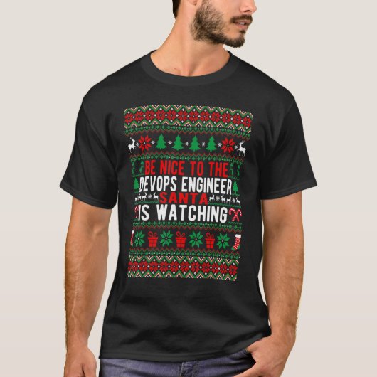 T-shirt Soyez Gentil Avec L'Ingénieur DevOps Père Noël Reg (Devant)