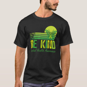 T-shirt Soyez gentil Papillon au ruban vert en santé menta