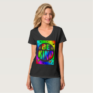 T-SHIRT SOYEZ GENTIL PAPILLONS ARC-EN-CIEL COLORÉS