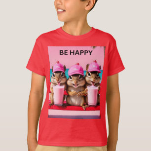T-shirt Soyez heureux écureuils rayés