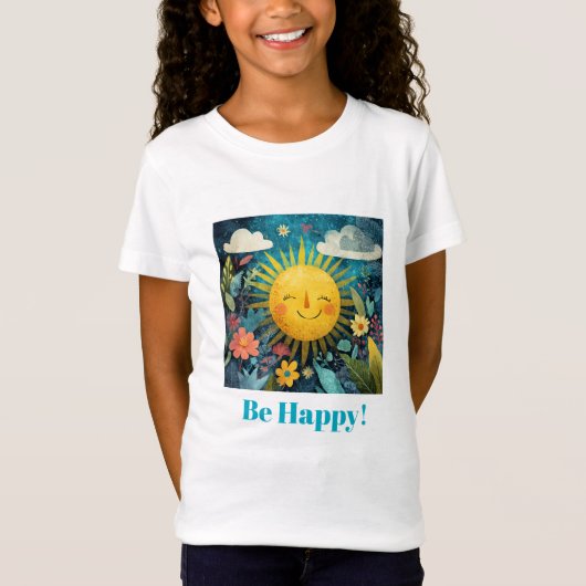 T-Shirt Soyez heureux ! Soleil souriant, (Devant)