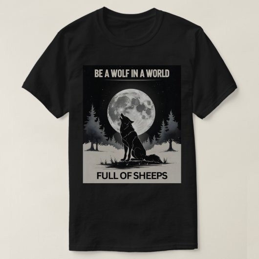 T-shirt Soyez un loup dans un monde rempli de moutons" - L (Design devant)