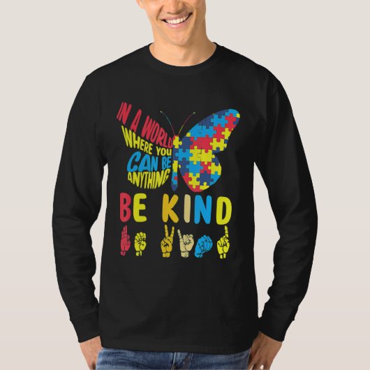 T-shirt Soyez un Puzzle Langue des signes Parler main Auti (Devant)