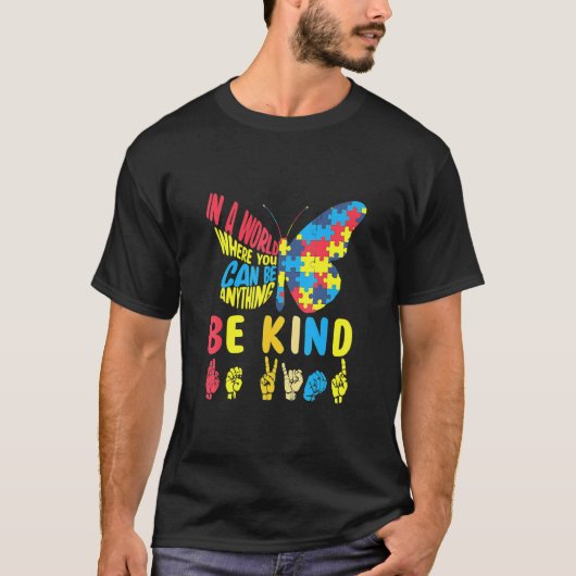 T-shirt Soyez un Puzzle Langue des signes Parler main Auti (Devant)