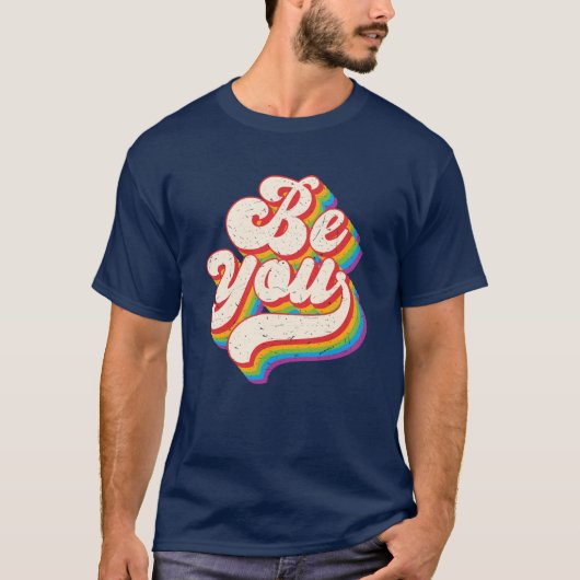 T-shirt Soyez vous Retro Pride Rainbow LGBTQ (Devant)