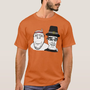 T-shirt Soyjak Wojak Soyboyhanksgiving Pèlerin Amérindien