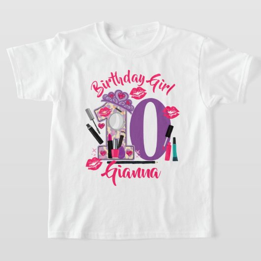 T-shirt Spa maquiller fille anniversaire | âge personnalis (Poser)