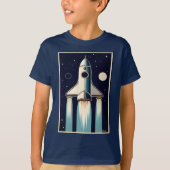 T-shirt Space Age Retro 50s Rocket Ship (Devant)