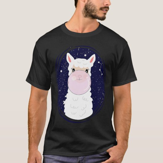 T-shirt Space Animaux habiller Lama avec Bubble Gum Kids C (Devant)