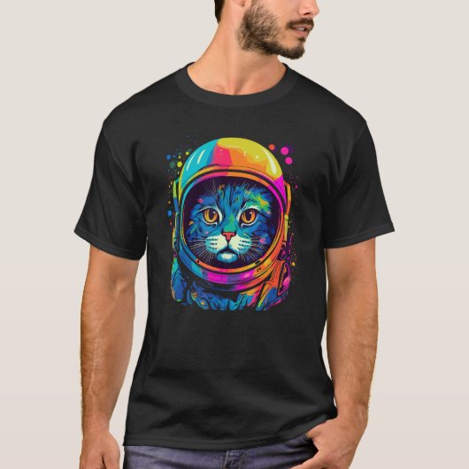 T-shirt Space Astronaut Cat  Men Women Kids Space Cat (Devant)