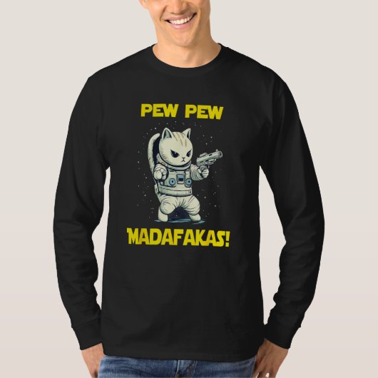 T-shirt Space Astronaut Pew Madafakas American Shorthair C (Devant)