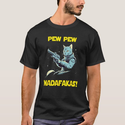 T-shirt Space Astronaut Pew Madafakas Egyptian Mau Cat (Devant)