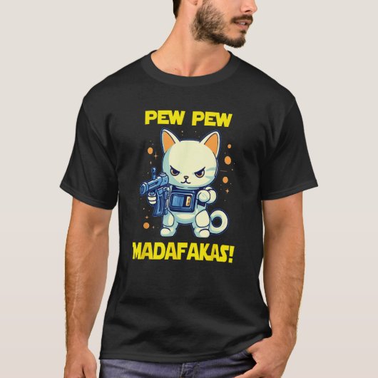T-shirt Space Astronaut Pew Madafakas Maneki Neko Cat 1 (Devant)