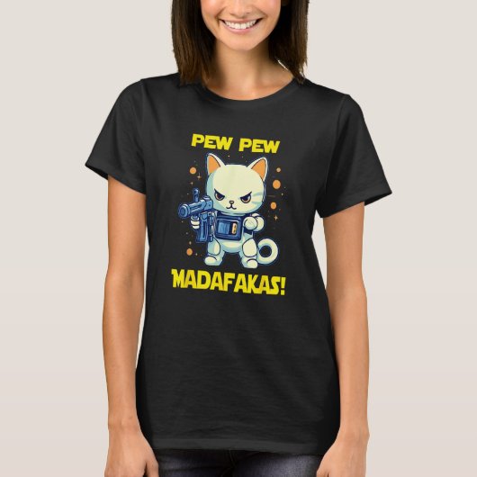T-shirt Space Astronaut Pew Madafakas Maneki Neko Cat 1 (Devant)