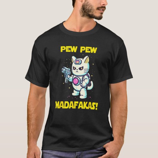 T-shirt Space Astronaut Pew Madafakas Maneki Neko Cat 2 (Devant)
