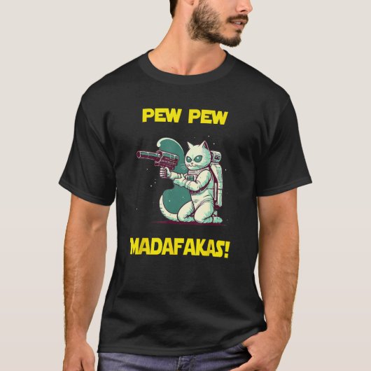 T-shirt Space Astronaut Pew Madafakas Manx Cat 1 (Devant)