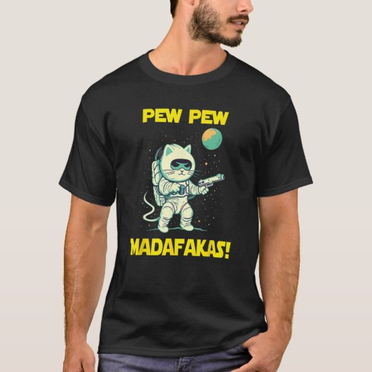 T-shirt Space Astronaut Pew Madafakas Ragamuffin Cat (Devant)