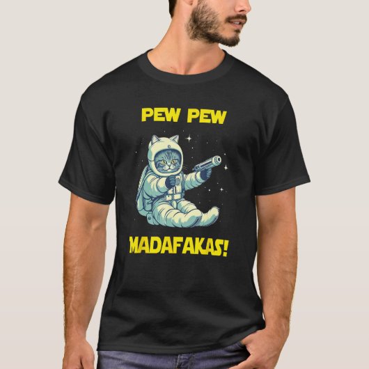 T-shirt Space Astronaut Pew Madafakas Siberian Cat (Devant)