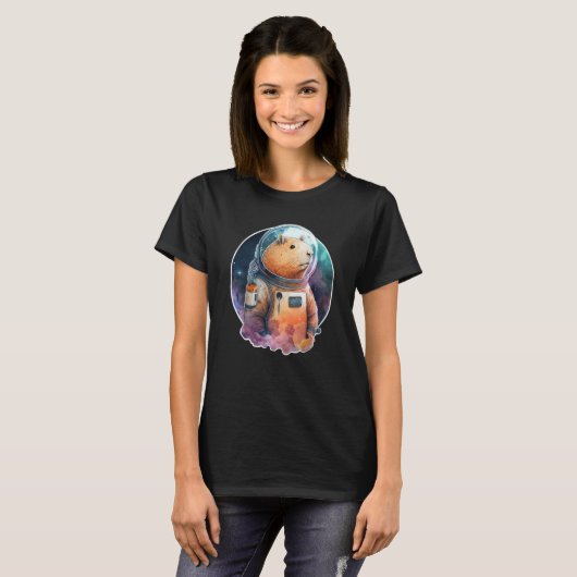 T-shirt Space Capybara Astronaut Animal Face Galaxy Capiba (Devant entier)
