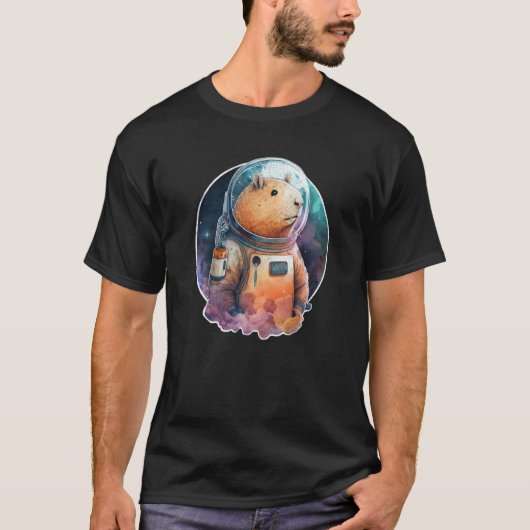 T-shirt Space Capybara Astronaut Animal Face Galaxy Capiba (Devant)