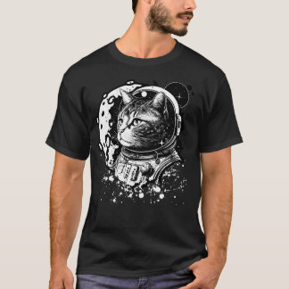 T-shirt Space Cat avec une lune. Kitty astronaute