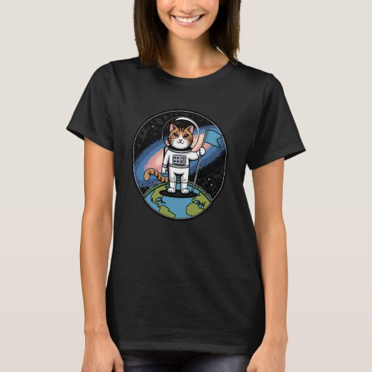 T-shirt Space Cat Design Mignon Kitty Astronaute (Devant)