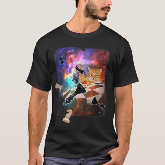T-shirt Space Cat Galaxy Chess Board Set Pièces Lagoon Neb (Devant)