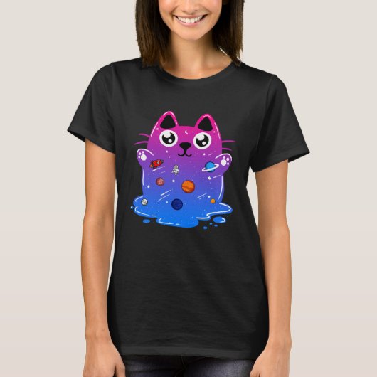 T-shirt Space Cat Kitten Science Nerd Galaxy Kitty (Devant)