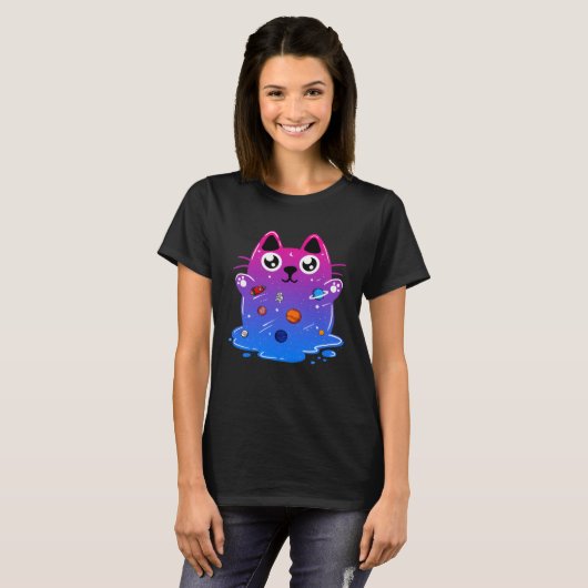 T-shirt Space Cat Kitten Science Nerd Galaxy Kitty (Devant entier)
