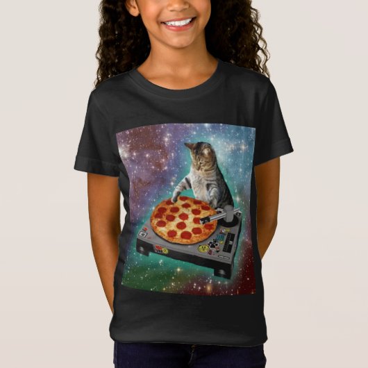 T-Shirt Space Cat Meme Galaxy Universe Pizza Kitty Kitten (Devant)
